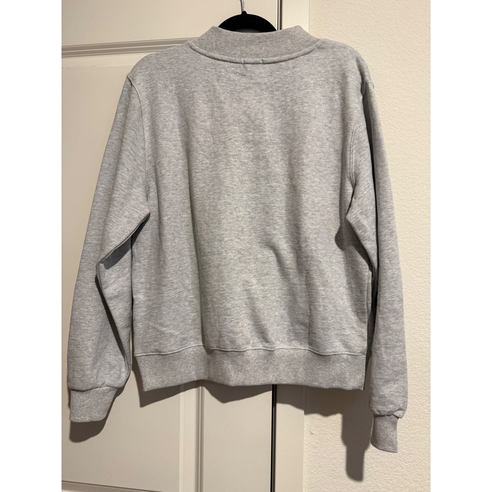 Parke Womens Mock Neck Sweatshirt Heather Gray Blue Whipstitch Logo XXS/XS - Picture 3 of 3